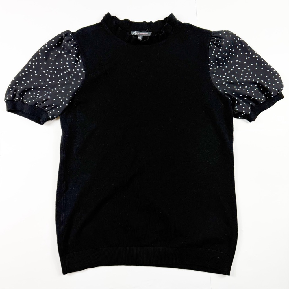 Adrianna‎ Papell Black Ruffle Neck Top